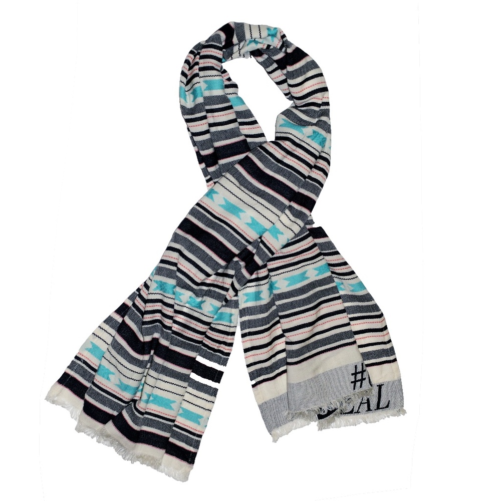 Aerie Striped Fringe Tassel Cotton Scarf